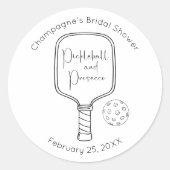 Modernes Script Pickleball & Prosecco Brautparty Runder Aufkleber (Vorderseite)