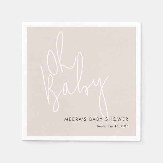 Modernes Script Pink Oh Baby Dusche Serviette (Vorderseite)