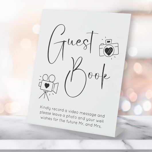 Modernes Script Polterabend Foto Gästebuch Sockelschild