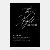 Modernes Script Probe Dinner Black Willkommen Acrylschild (Vorderseite)