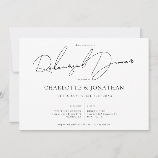 Modernes Script-Probe-Dinner Einladung (Vorderseite)