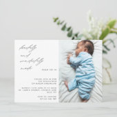 Modernes Script Psalm 139 Baby Dedication Foto Einladung (Stehend Vorderseite)