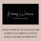 Modernes Script QR Code Beruflich Black Visitenkarte