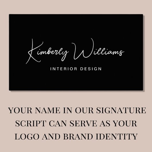 Modernes Script QR Code Beruflich Black Visitenkarte