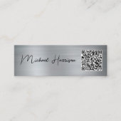 Modernes Script QR Code Beruflich Silver Mini Visitenkarte (Vorderseite)