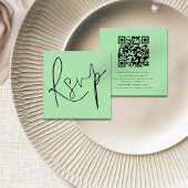 Modernes Script QR Code Celadon Grüne Hochzeit RSV Begleitkarte