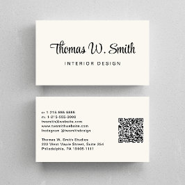 Modernes Script QR Code Cream Visitenkarte