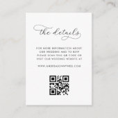 Modernes Script & QR Code Einfache Hochzeitsdetail Begleitkarte (Vorderseite)