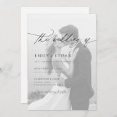 Modernes Script QR Code Foto Hochzeit Einladung (Vorne/Hinten)