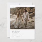 Modernes Script QR Code Foto Hochzeitssache speich Einladung (Vorderseite)