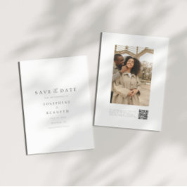 Modernes Script QR Code Foto Hochzeitssache speich Save The Date