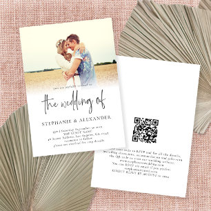 Modernes Script QR Code Foto Overlay Wedding Invit Einladung