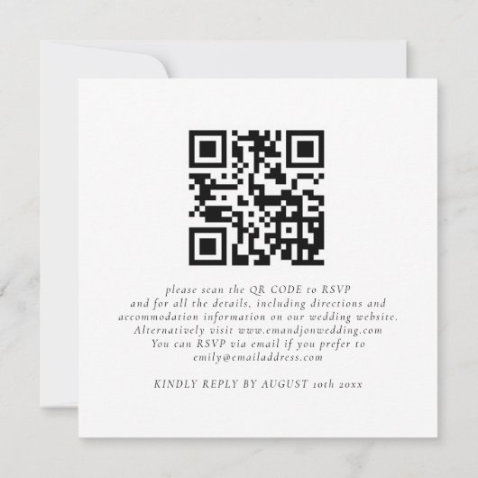 Modernes Script QR Code Foto Square Wedding Einladung (Rückseite)