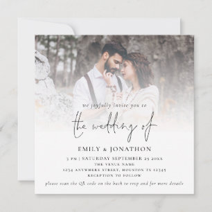 Modernes Script QR Code Foto Square Wedding Einladung