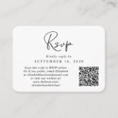 Modernes Script QR Code Foto Wedding RSVP Begleitkarte (Vorderseite)