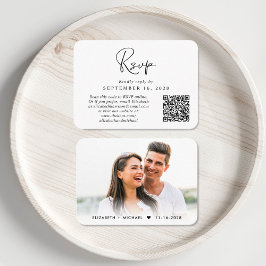 Modernes Script QR Code Foto Wedding RSVP Begleitkarte