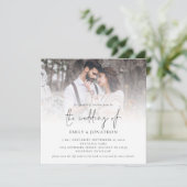 Modernes Script QR Code Foto Wedding Square Note C Einladung (Stehend Vorderseite)