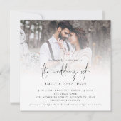 Modernes Script QR Code Foto Wedding Square Note C Einladung (Vorderseite)