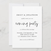 Modernes Script QR Code Hochzeit Abend Party Invit Einladung (Vorderseite)