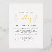 Modernes Script QR Code Hochzeit Real Folie Einladungspostkarte (Vorderseite)