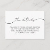 Modernes Script QR Code Hochzeitsdetails Begleitkarte (Vorderseite)