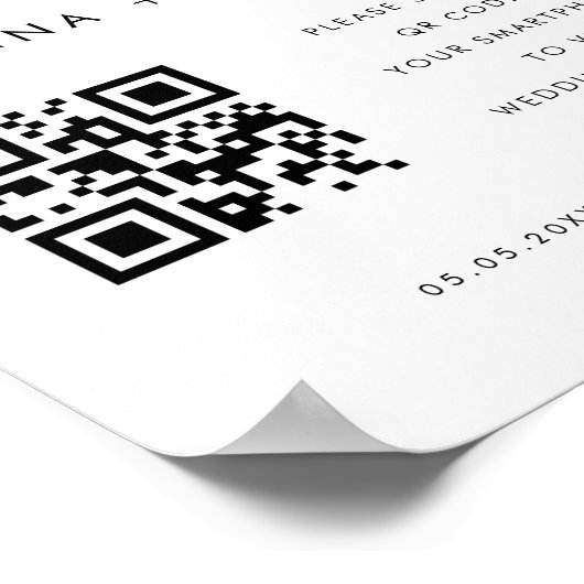 Modernes Script QR Code Hochzeitsprogramm Begrüßun Poster (Ecke)