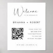 Modernes Script QR Code Hochzeitsprogramm Begrüßun Poster (Vorne)