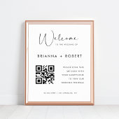 Modernes Script QR Code Hochzeitsprogramm Begrüßun Poster