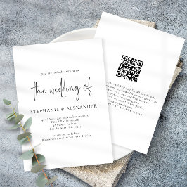 Modernes Script QR Code Schwarz-Weiß-Hochzeit Einladung