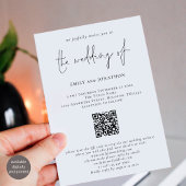Modernes Script QR Code Schwarz-Weiß-Hochzeit Einladung