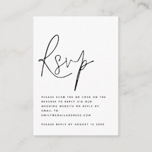 Modernes Script QR Code Wedding RSVP Begleitkarte