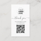 Modernes Script QR Code White Order Vielen Dank Visitenkarte (Vorderseite)