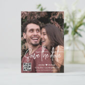 modernes Script qr Foto Save The Date (Stehend Vorderseite)