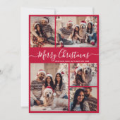 Modernes Script Red 5 Foto Collage Weihnachten (Vorderseite)