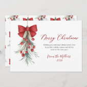 Modernes Script Red Berries Grün Weihnachten (Vorne/Hinten)