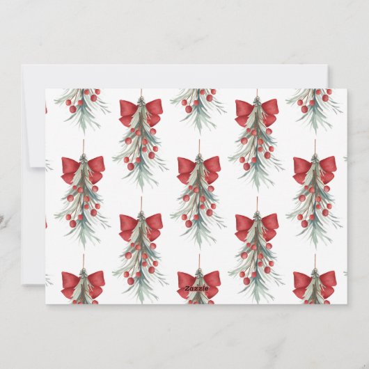 Modernes Script Red Berries Grün Weihnachten (Rückseite)