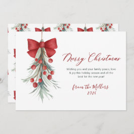 Modernes Script Red Berries Grün Weihnachten