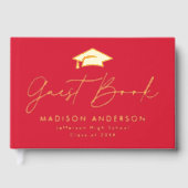 Modernes Script Red Foto Abschluss Gästebuch (Vorderseite)