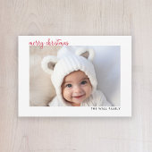 Modernes Script Red Frohe Weihnachten Horizontal F