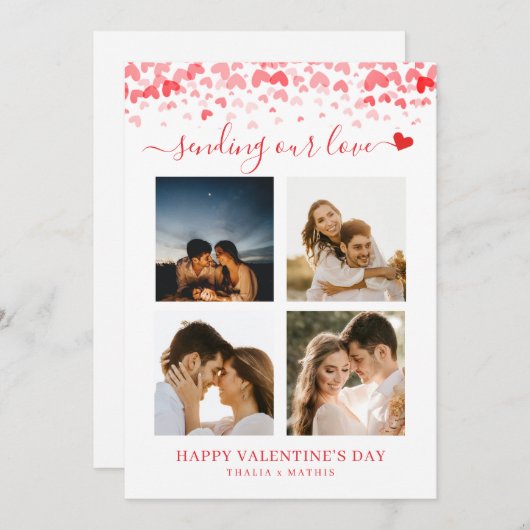 Modernes Script Red Heart Valentine's Card Foto Einladung (Vorne/Hinten)