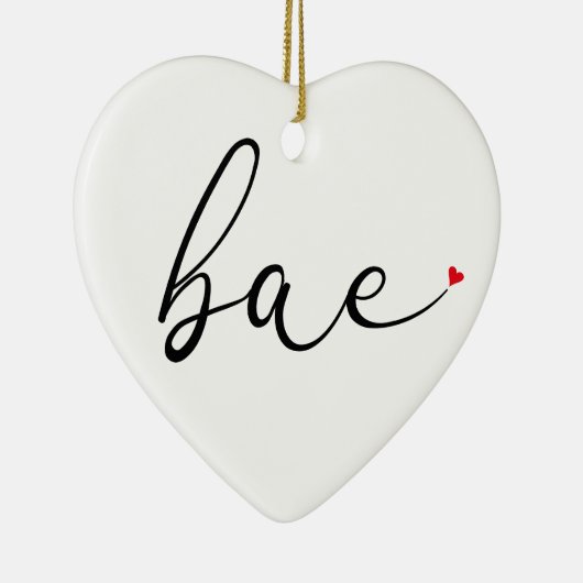Modernes Script Red Liebe Heart Bae Definition Keramik Ornament (Rechts)