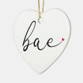 Modernes Script Red Liebe Heart Bae Definition Keramik Ornament (Links)