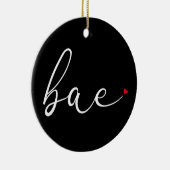 Modernes Script Red Liebe Heart Bae Definition Keramik Ornament (Rechts)