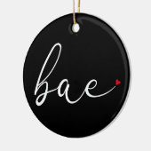 Modernes Script Red Liebe Heart Bae Definition Keramik Ornament (Links)
