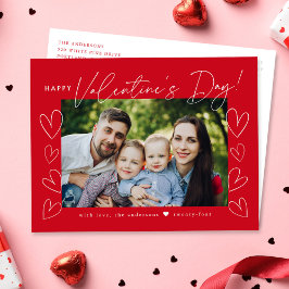 Modernes Script Red Valentine's Day Foto Feiertagspostkarte