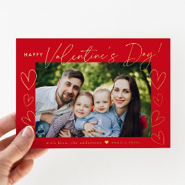 Modernes Script Red Valentine's Day Foto Folien Feiertagskarte