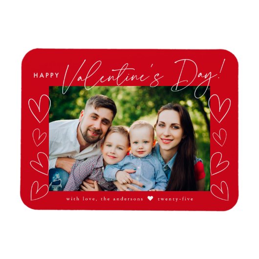 Modernes Script Red Valentine's Day Foto Magnet (Horizontal)
