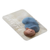 Modernes Script Religious Cross Boy Baptism Foto Magnet (Rechte Seite)