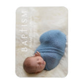 Modernes Script Religious Cross Boy Baptism Foto Magnet (Vertikal)
