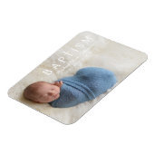 Modernes Script Religious Cross Boy Baptism Foto Magnet (Linke Seite)